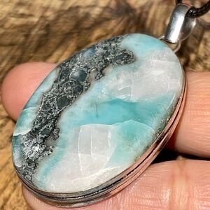 Caribbean Larimar Pendant 2 1/4”